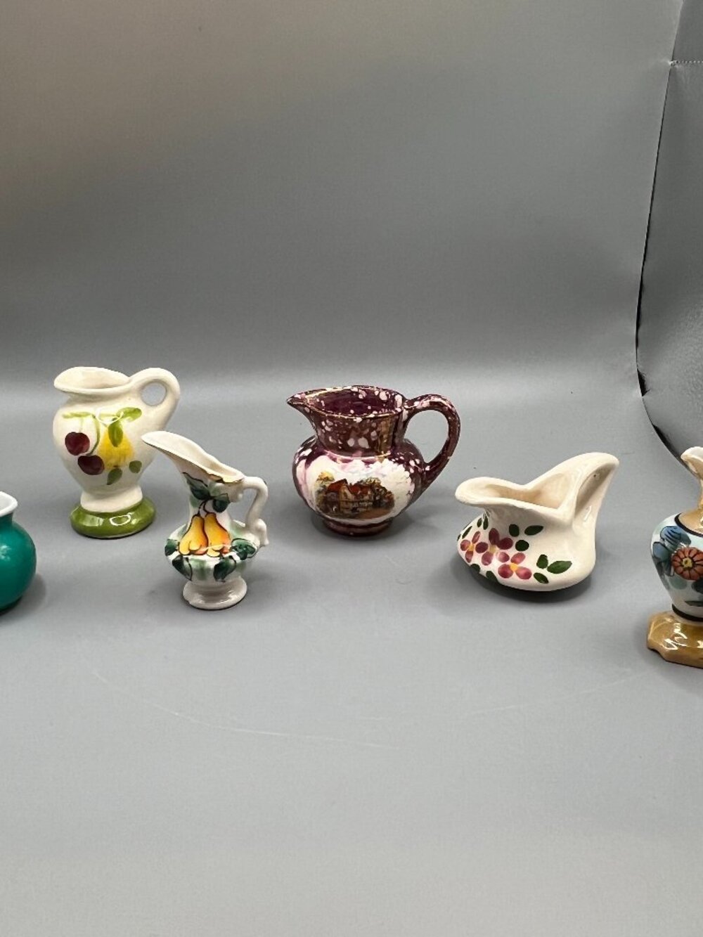 Mini Pitchers Lot of 6 Japan MCM Vases Floral Art Deco